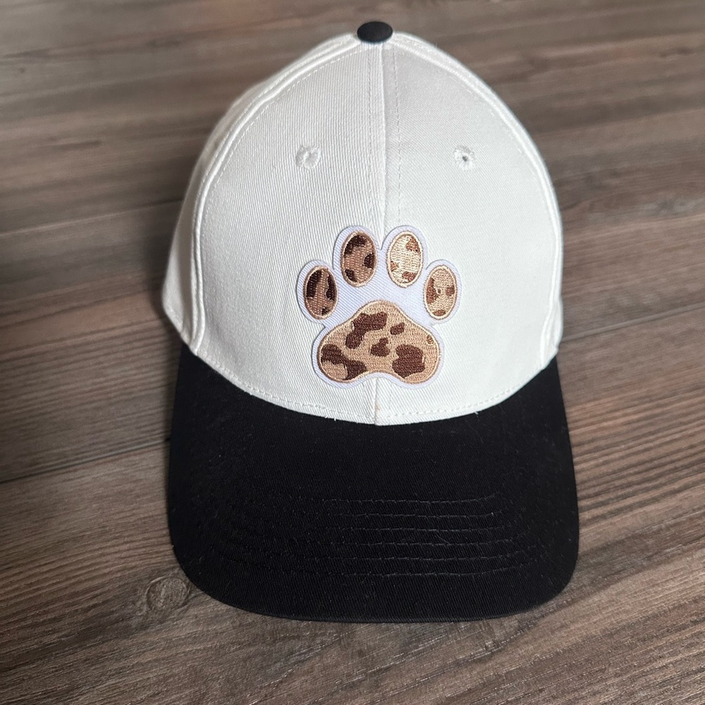 Dog Lover Paw Print Black White Leopard Hat Adjustable Baseball Hat